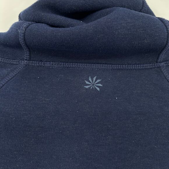 Athleta Hurdle Wrap Neck Pullover Navy Blue Kangaroo Pocket Wool Blend Womens S - Picture 11 of 11